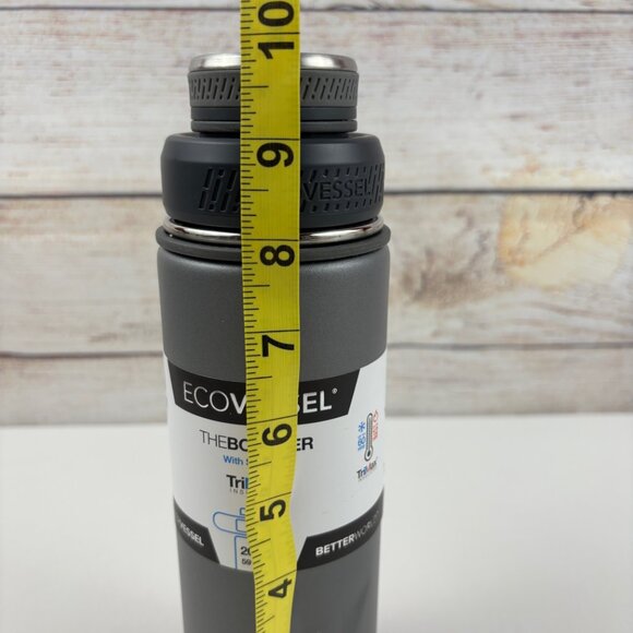 (2) EcoVessel The Boulder 20oz Bottles Insulated Stainless Steel & Strainer Gray - Picture 9 of 10